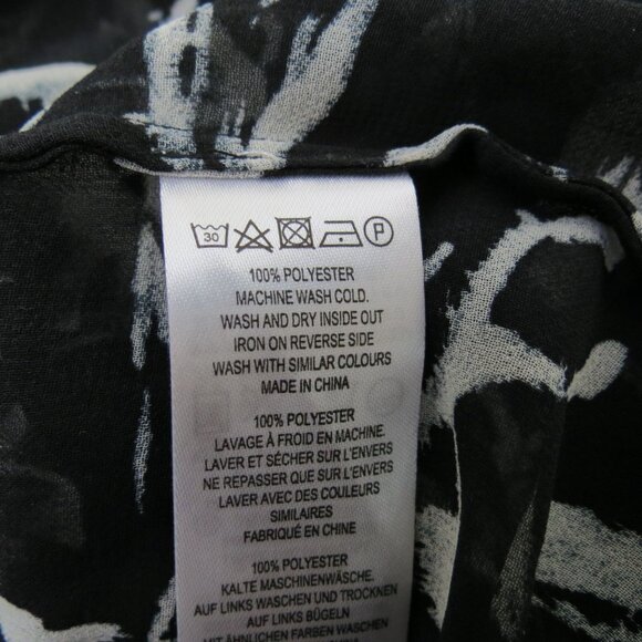 FRENCH CONNECTION Women's Black White Hatched Horses Sheer Blouse Size 6 - Picture 9 of 9